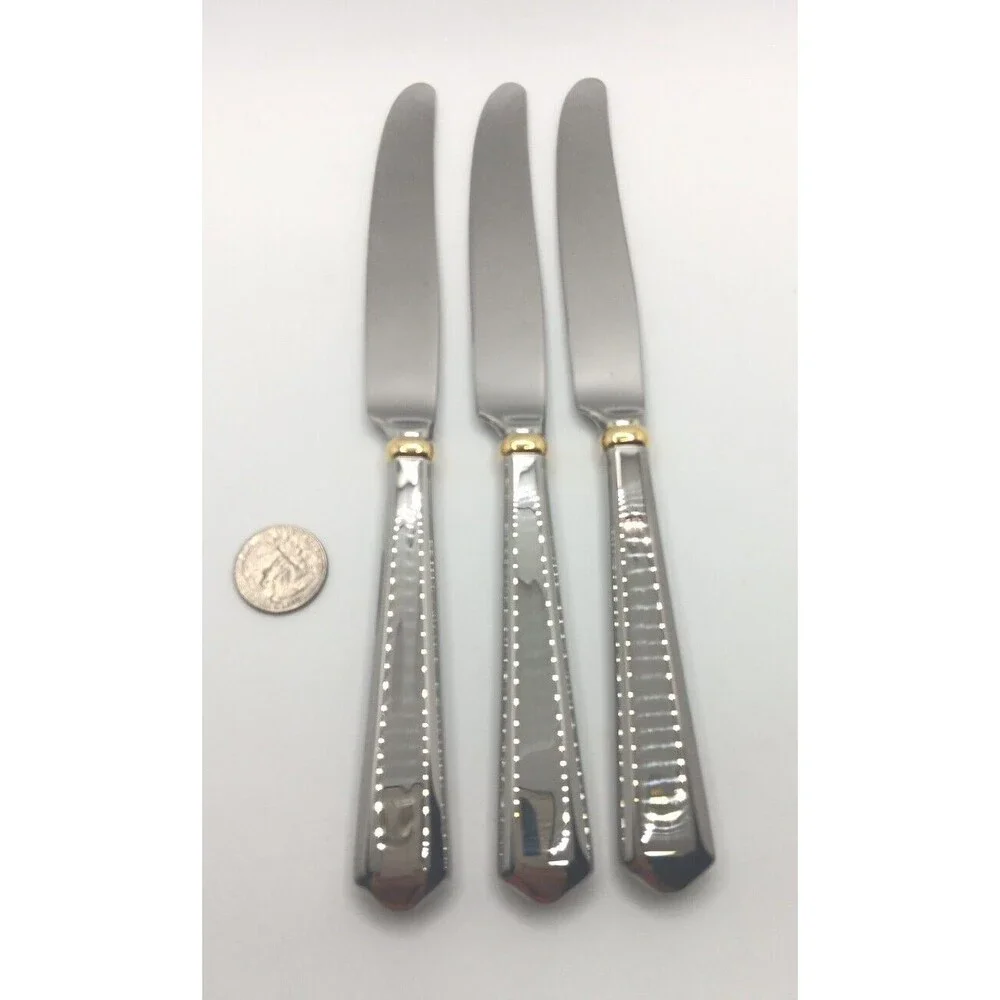 Kate Spade New York Lenox Todd Hill Gold 3Pc Place Knife Set 18/10 Stainless